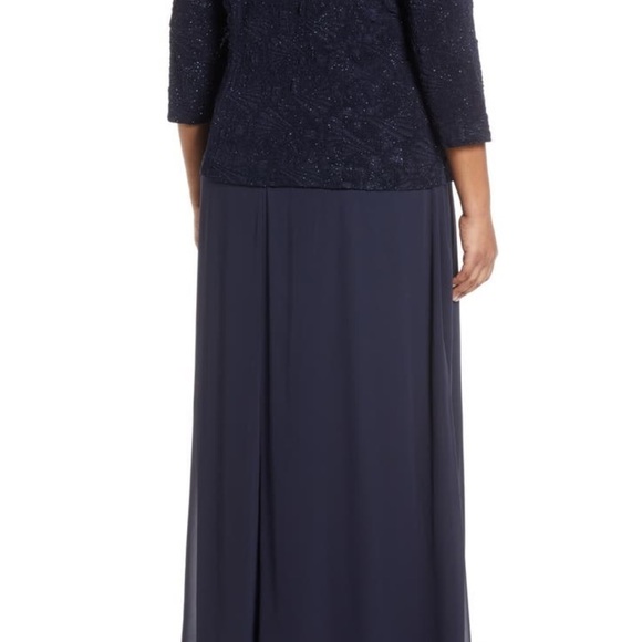 Alex Evenings Mock Two-Piece Gown With Jacket size 20W New Navy color - Picture 6 of 7